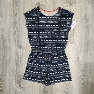 🌻Summer Navy Blue Print Romper with Pockets